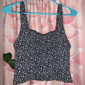 American Eagle Floral Cropped Tank Top